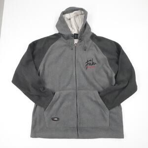 Fubu Jacket Mens Large Gray Black Full‎ Zip Fleece Hooded Circa XCII Retro 2000s